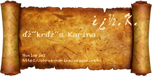 Ökrös Karina névjegykártya